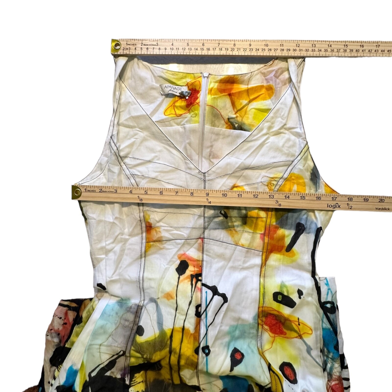 Apanage Femme dress size 8 watercolor print and embroidery