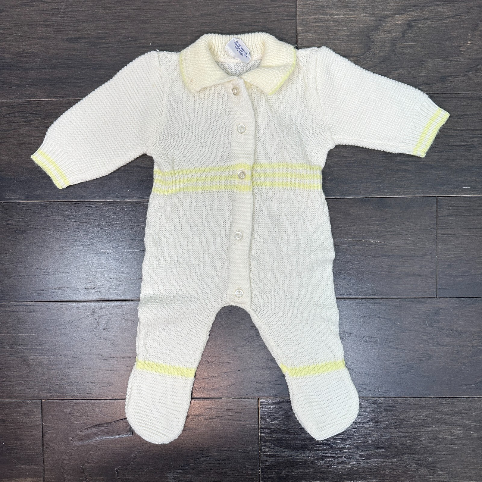 Vtg 70s Cradleknit Jumper Gender Neutral Cream Bodysuit Long Sleeve Soft Romper