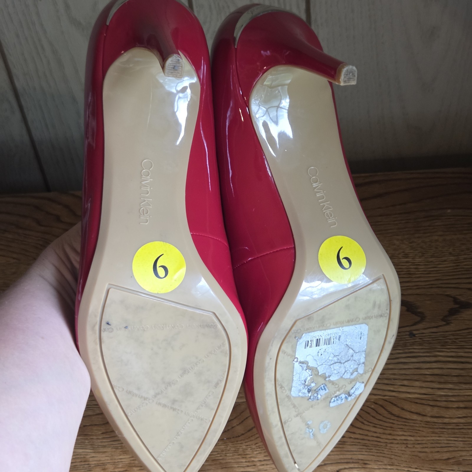 Calvin Klein Women’s Crimson Red Susan Patent Smooth High Heels – 9 us
