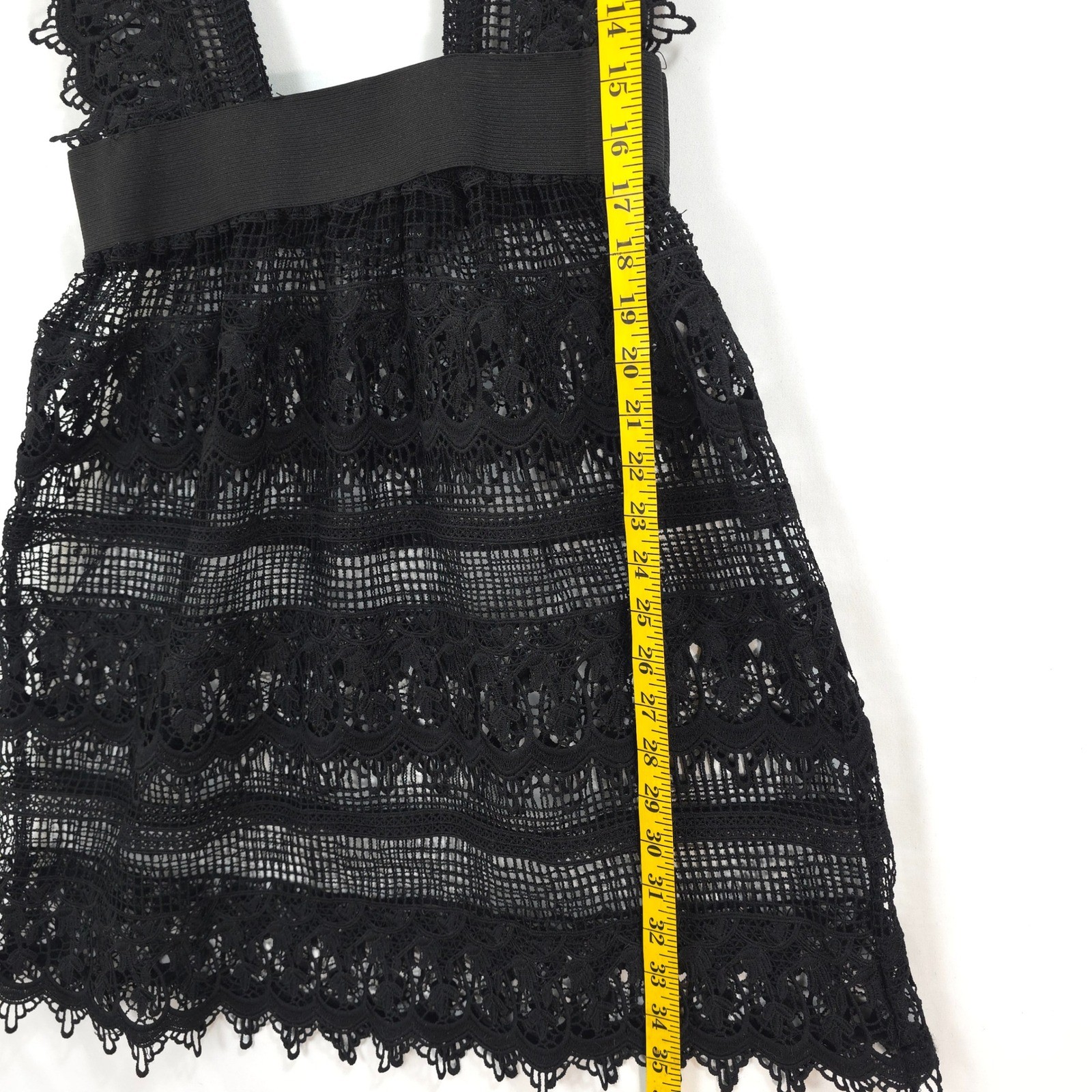English Factory Black Lace Crochet Mini Pinafore Dress Women S Boho Romantic