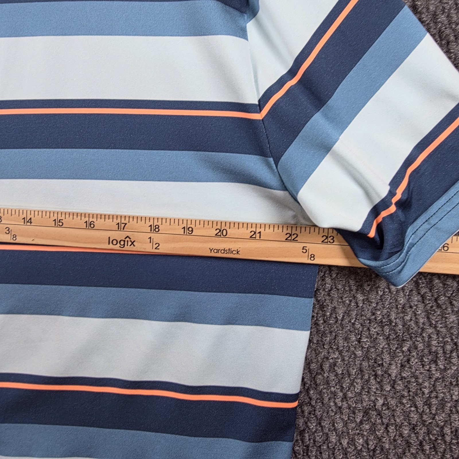 Under Armour Playoff Polo Shirt Mens XL Blue Coral Striped Loose Fit Golf Casual