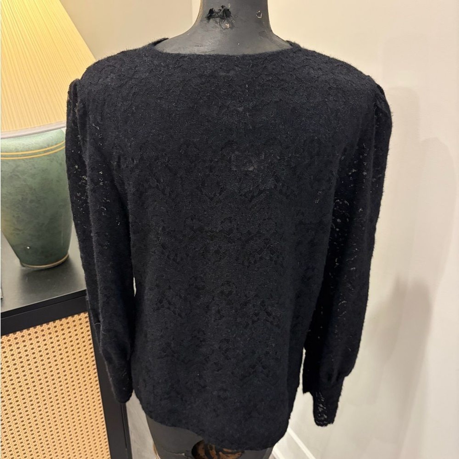 NWT Luxveer Black Lace Whimsigoth Button-Up Cardigan Blouse Large Classy Chic
