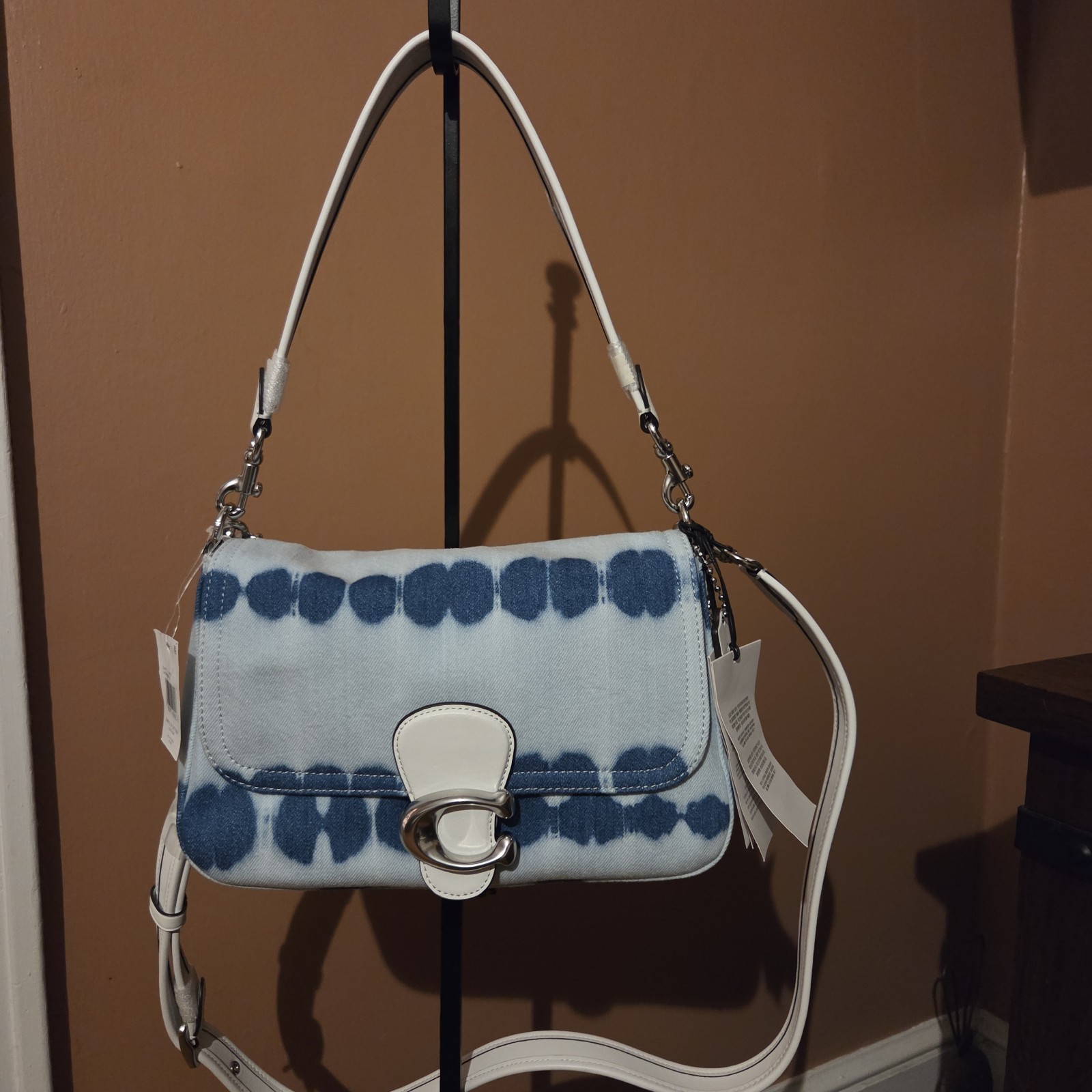 Coach Soft Tabby *RARE* Tie Dye Denim, NWT, Blue/White, Silver Hardware