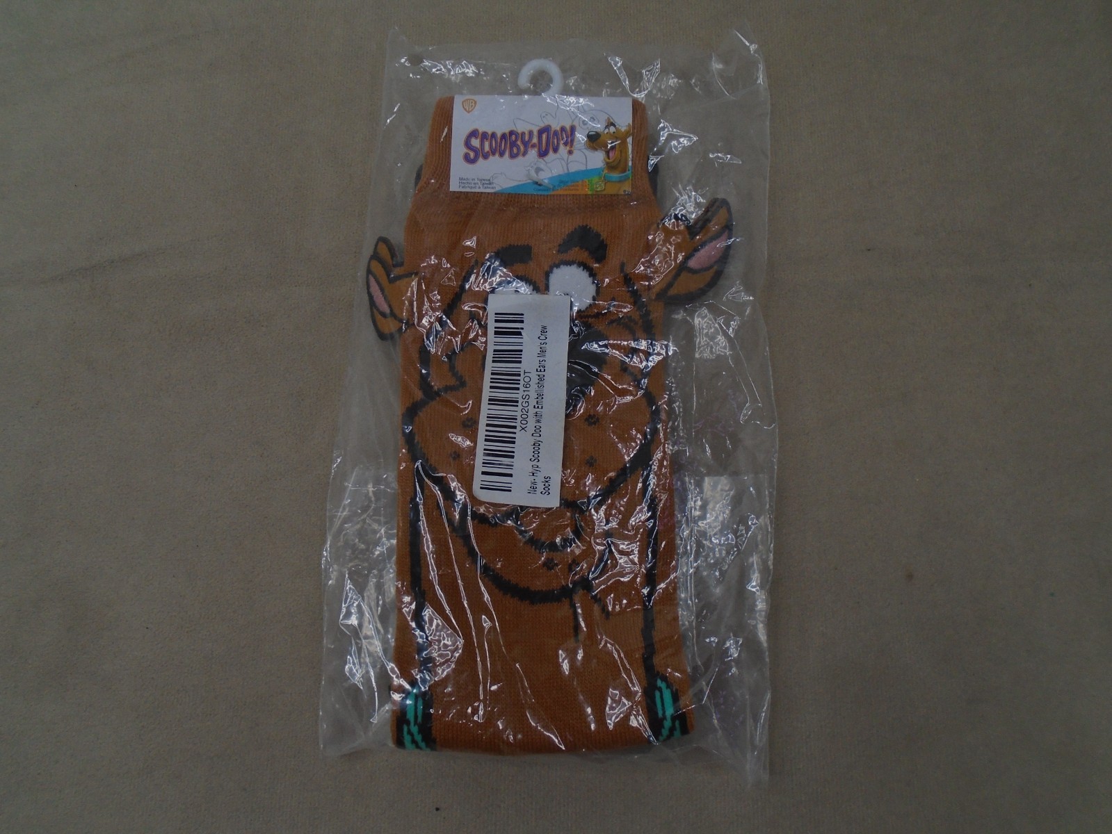 Scooby Doo Novelty Cartoon Character 360 Crew Socks W/Ears New Sealed