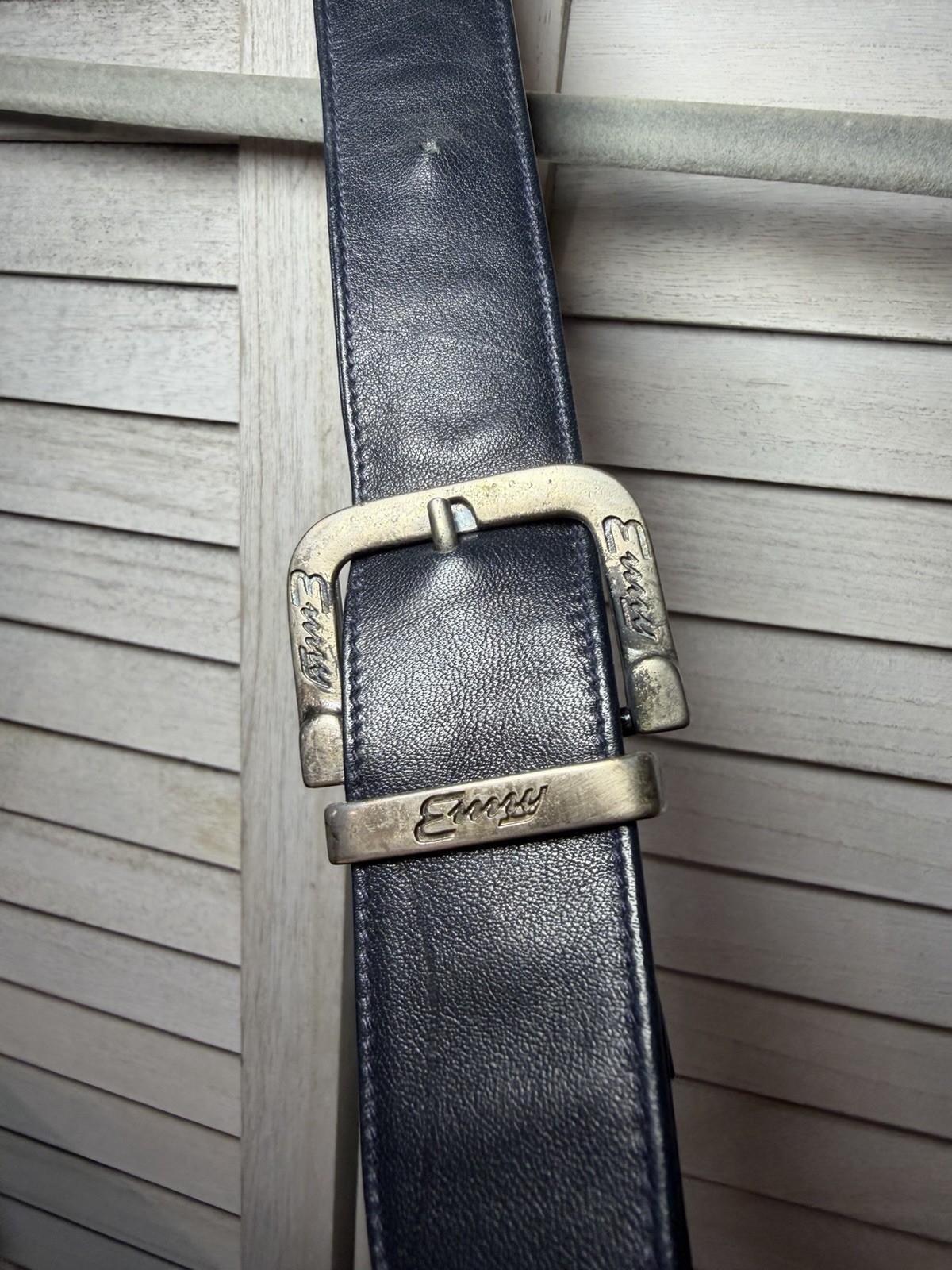 Vintage Italian Leather Navy Zip Half Moon Crossbody Bag Enny