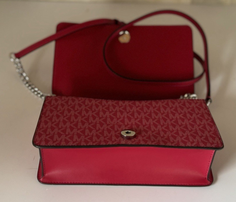 Michael Kors Jet Set Travel Medium Flap Shoulder Crossbody Bag MK Dark Raspberry