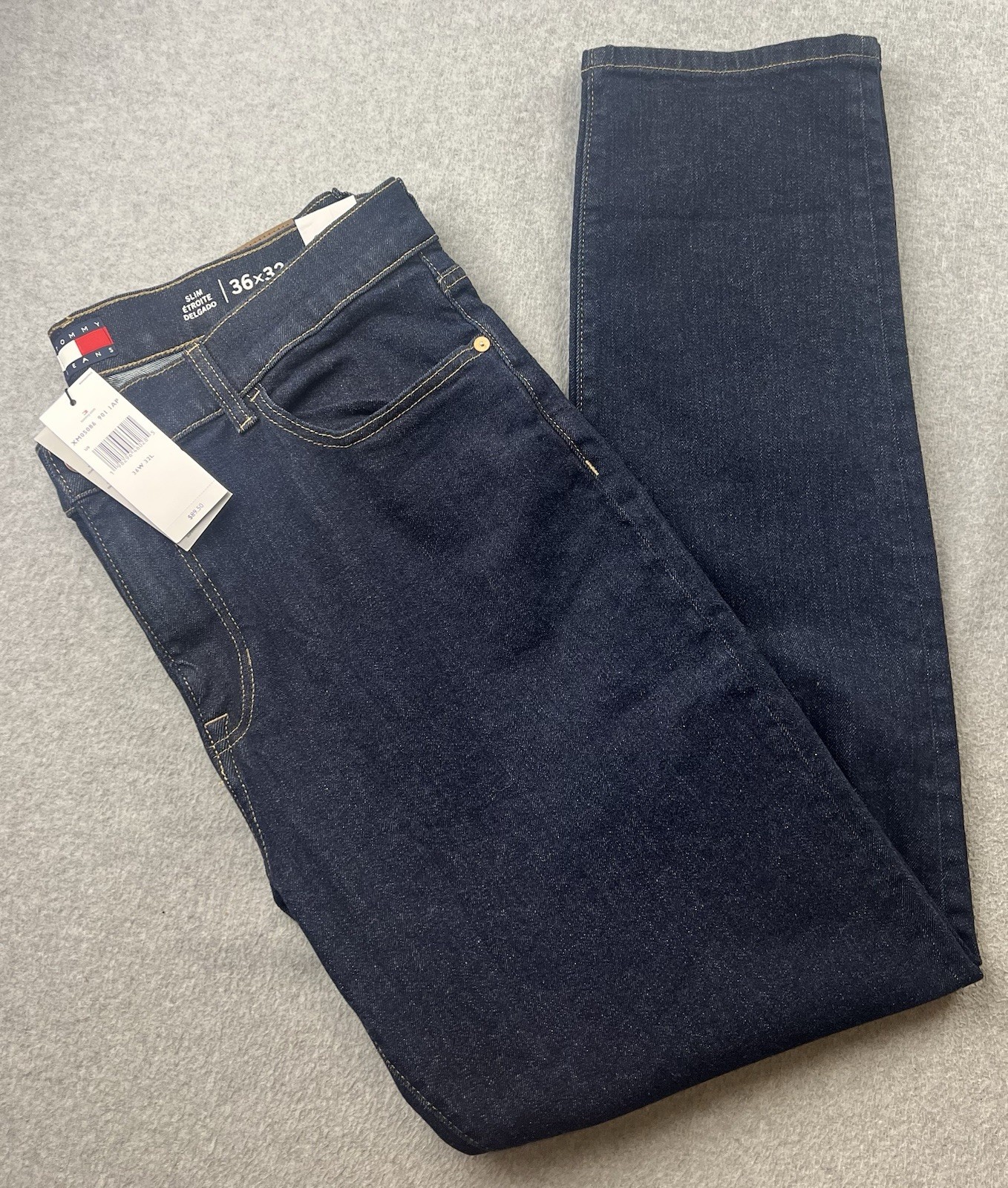 Tommy Hilfiger Men’s Delgado Slim Straight Jeans W36 L32 Stretch Dark Blue NWT