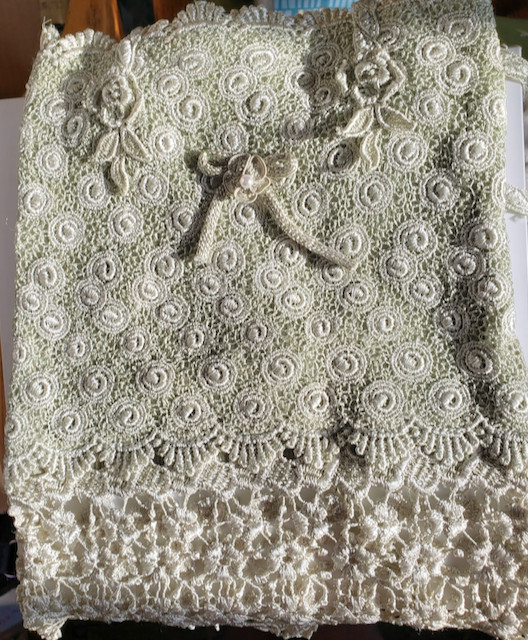 Vintage Magnet Art Lynn Yang Crochet Over Cloth Boho Crossbody Purse