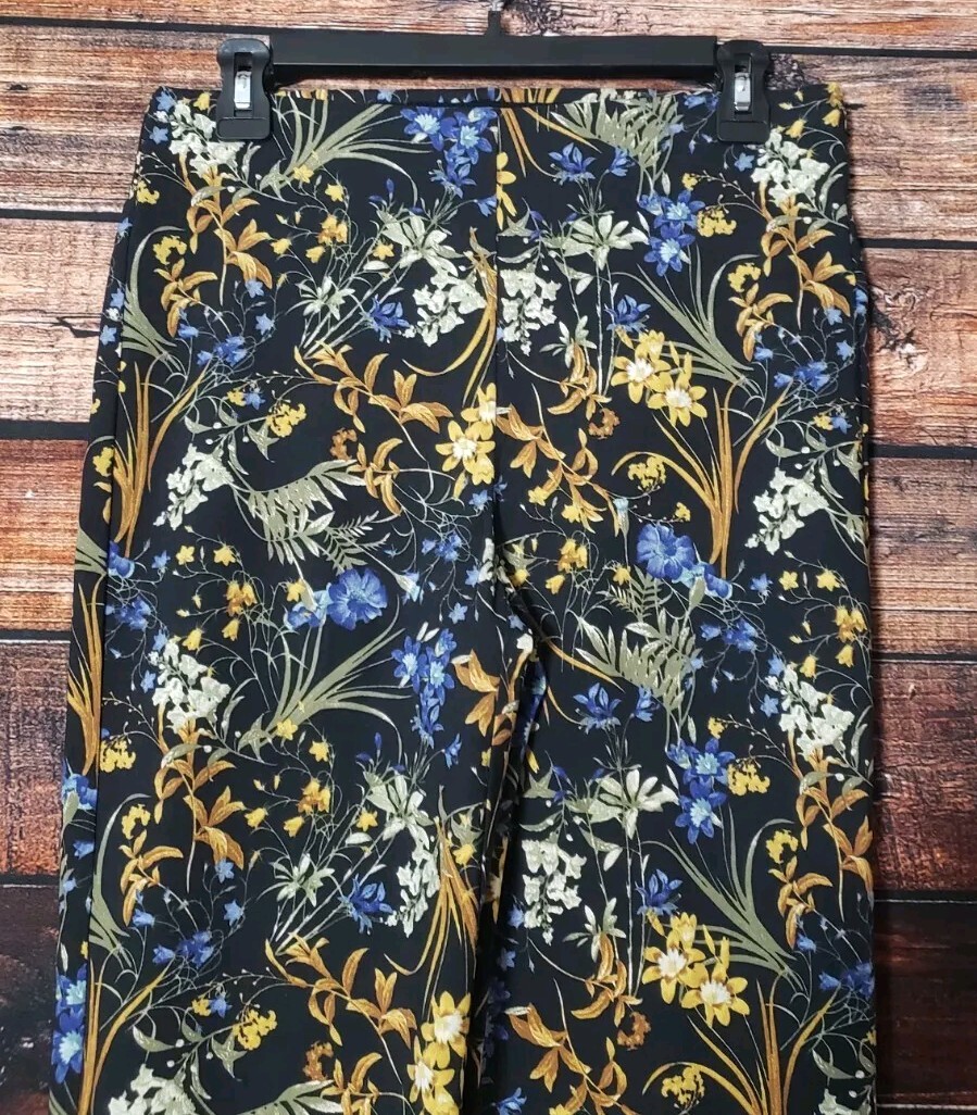 Counterparts Pants Size Small Elastic Waist Ankle Rayon Blend Floral