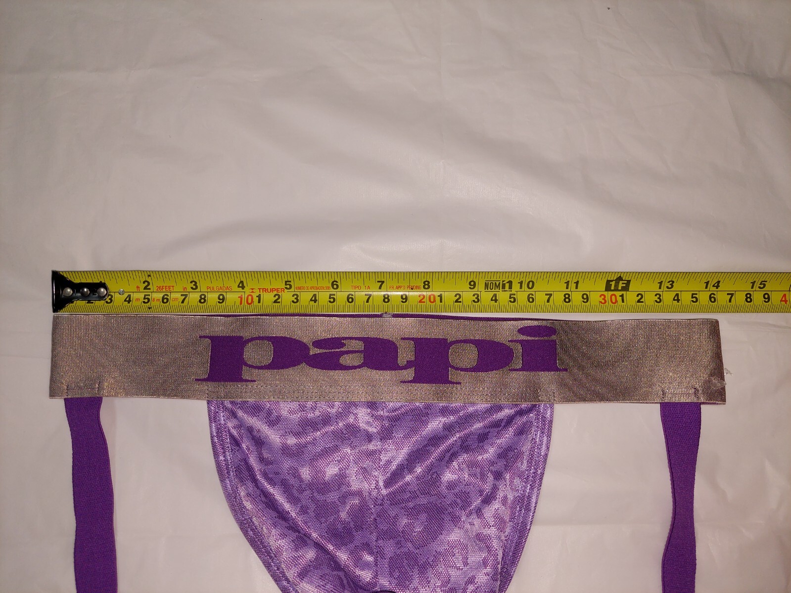 PAPI MENS UNDERWEAR JOCKSTRAPS COLOR PURPLE PATTERN W SILVER BAND SIZE MEDIUM M