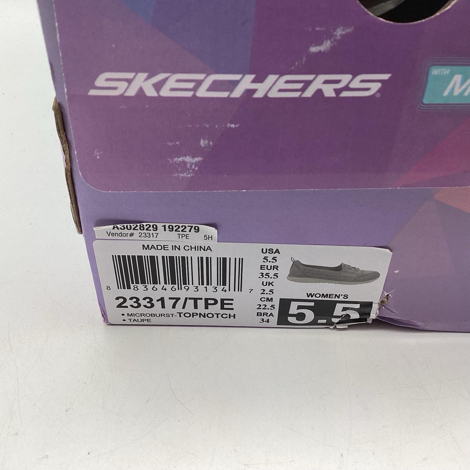 Skechers Memory Foam Women’s 5.5 Microburst Topnotch Taupe 23317 New With Box