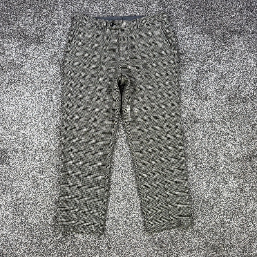 Todd Snyder Glen Plaid Wool Dress Pants Mens 32×30 Trousers Cream Black Check
