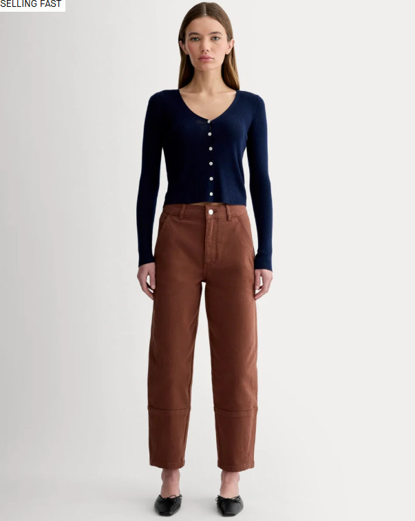 Everlane The Utility Barrel Pants Womens sz 4 Denim Jeans Rosewood Brown Organic