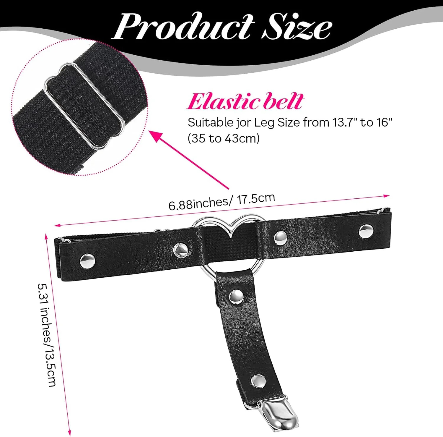 2 Pcs Leg Garter Adjustable Love Heart Garter Belts For Women Thigh Garter With