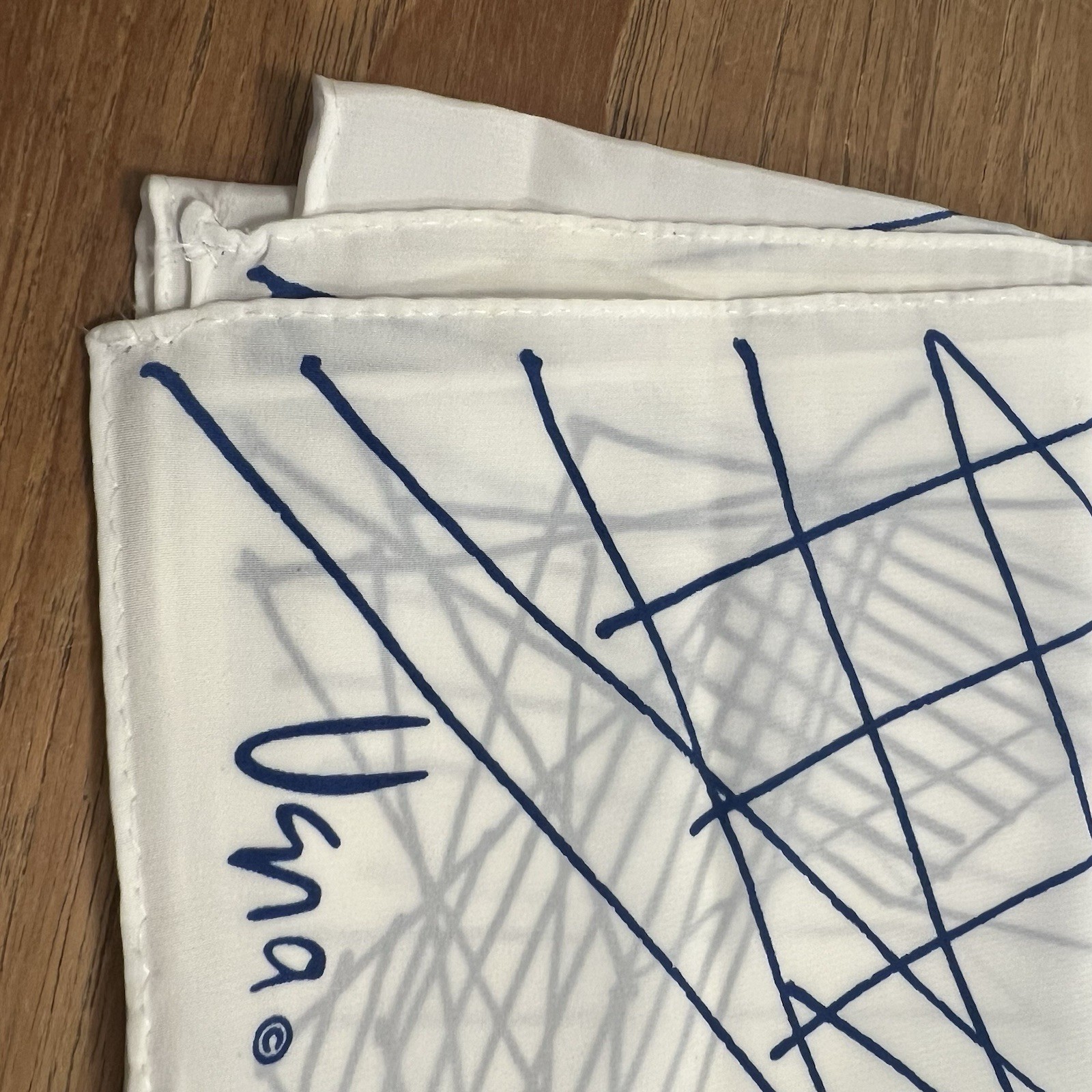 Vera Sketch Lines Drawing Cream Blue Square Scarf 20.5″ Perfect