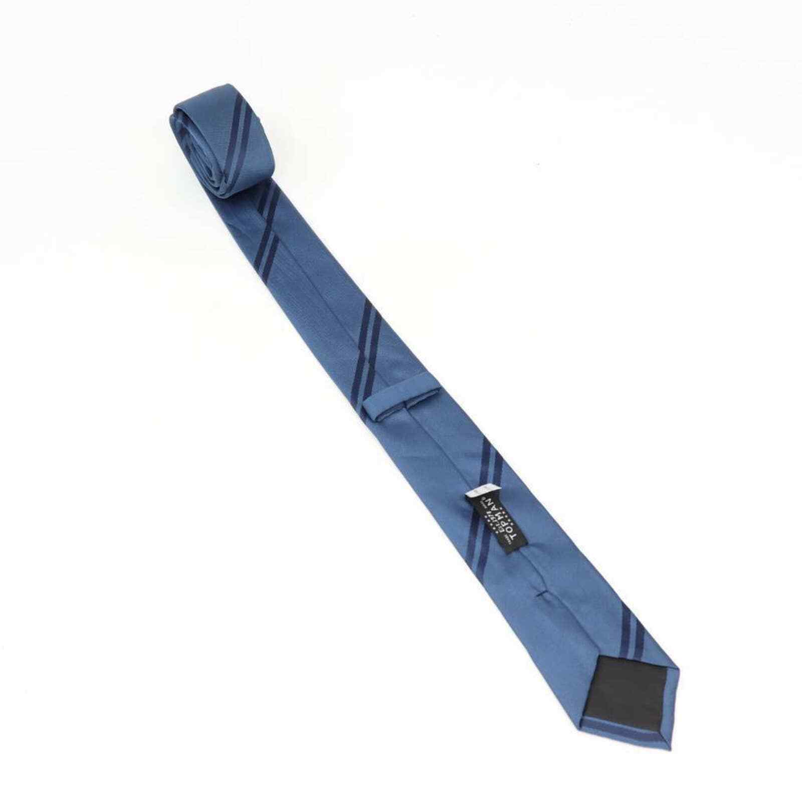 Topman Mens Dress Tie Necktie Blue Navy Stripe Tied Skinny Woven Lined Classic