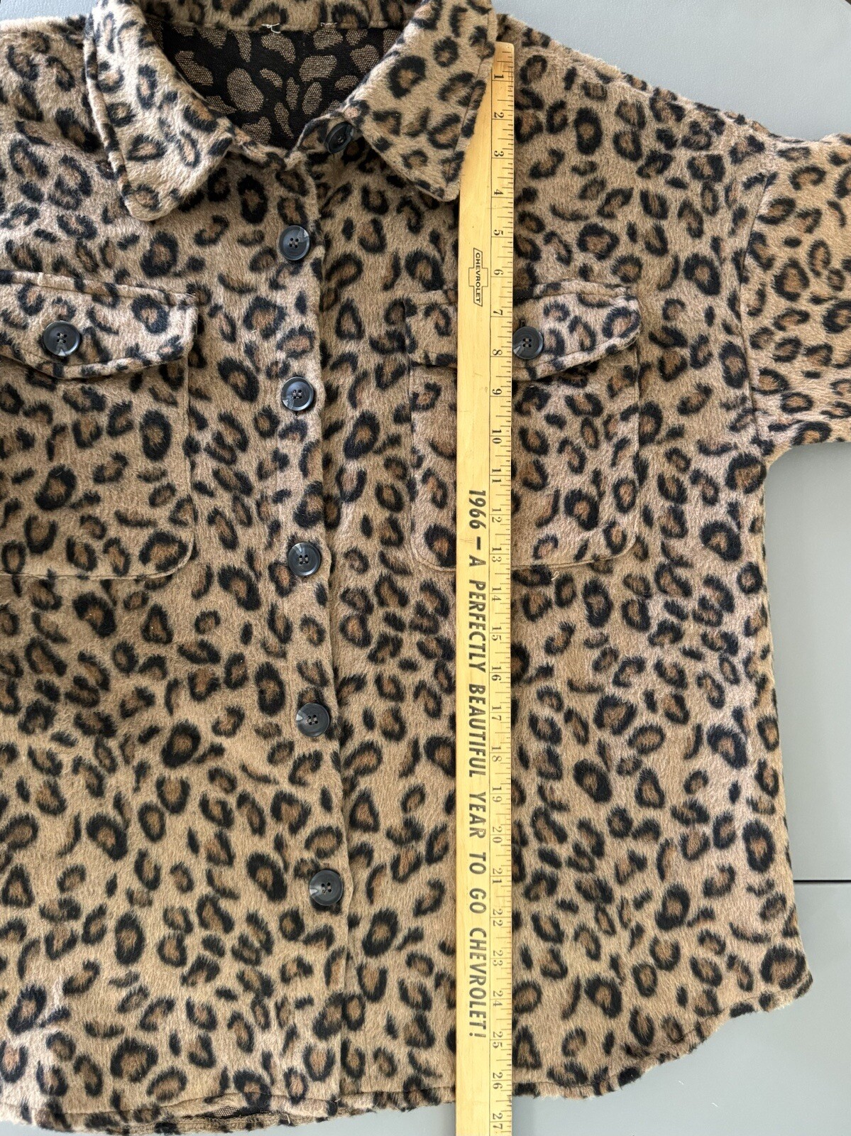 Women’s XL Classic Leopard Print Shacket Button Up w/ Front Pockets Shirt Jodfli