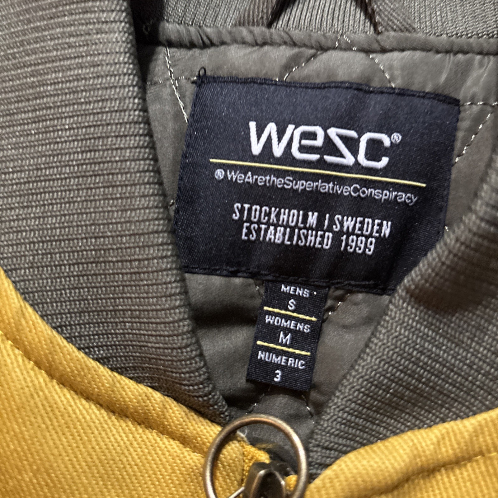 WESC CARGO PADDED UTILITY Vest Men’s S Women’s M Hiking Green Yellow Full Zip