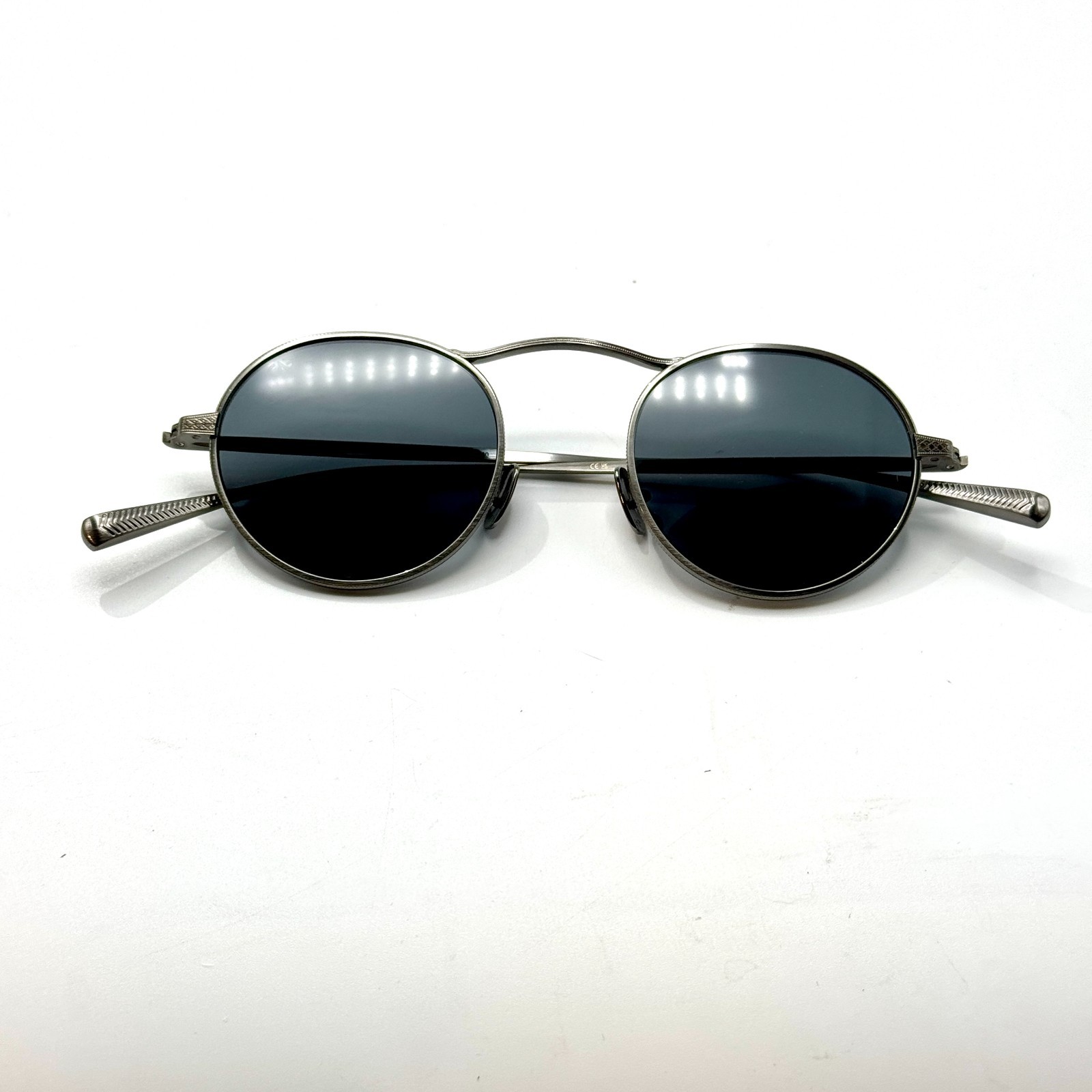 Eyevan Sunglasses Safari-E Pewter Round Frame Black Lens 46-21-145 New Authentic