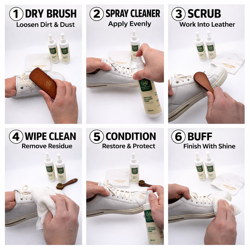 Leather Cleaner Conditioner Set with Microfiber Cloth Shoe Care Kit