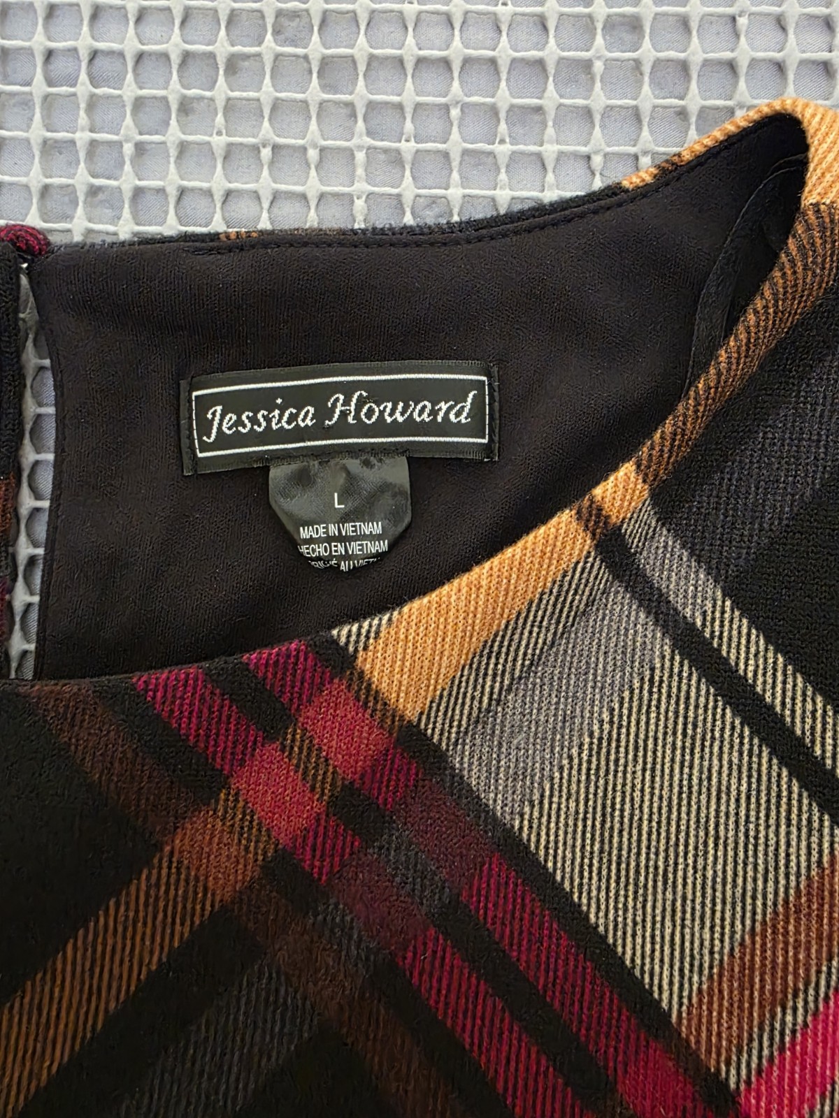 Jessica Howard NWT Women Multicolor plaid A-line dress bell sleeves Large