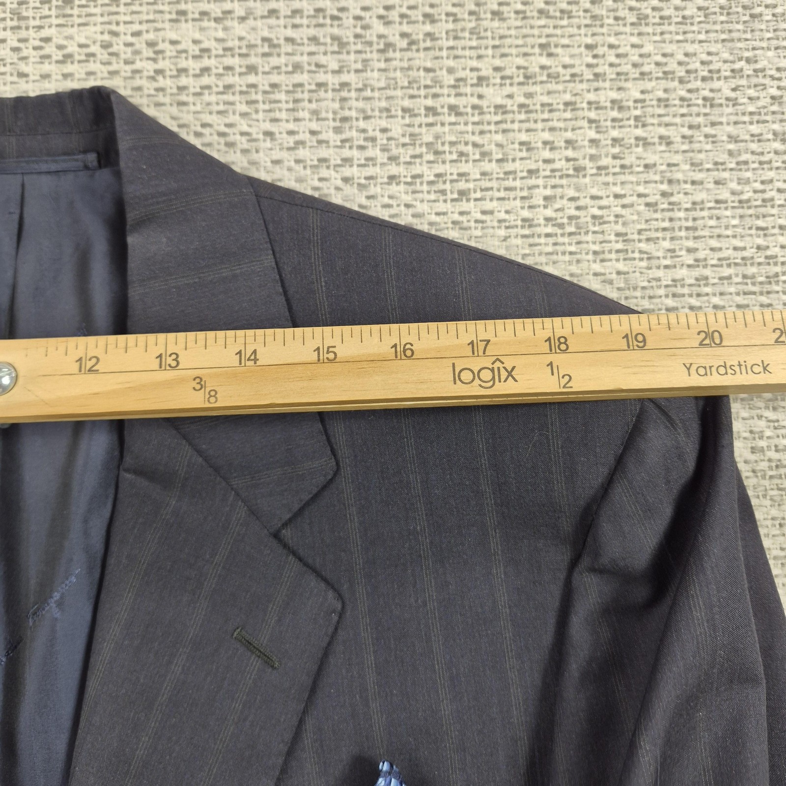 Salvatore Ferragamo Suit Jacket Mens IT 56 44 Gray Stripe Wool Two Button Italy