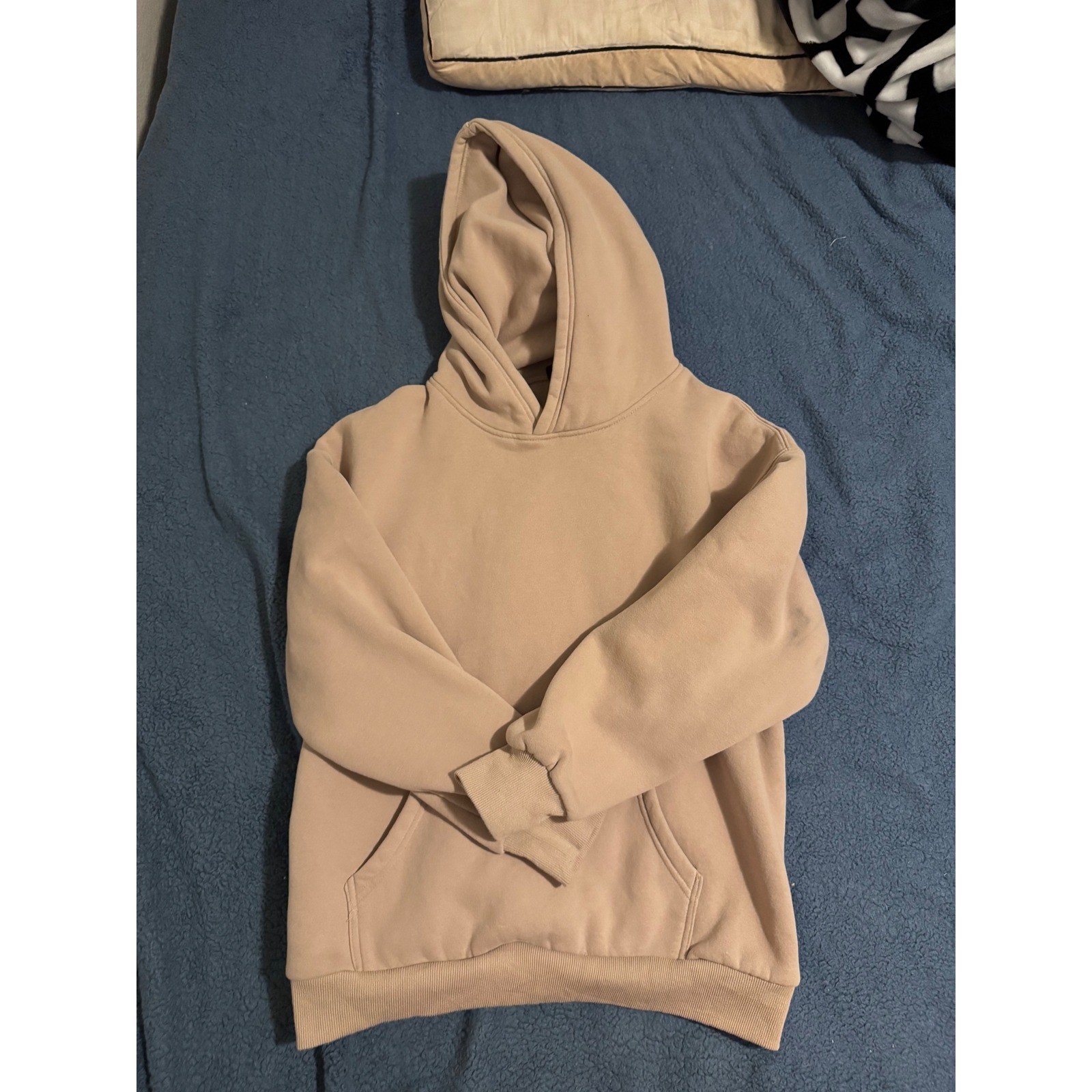 Trendy Queen Womens Oversized Fleece Hoodie Tan Beige Pullover Sweatshirt Small