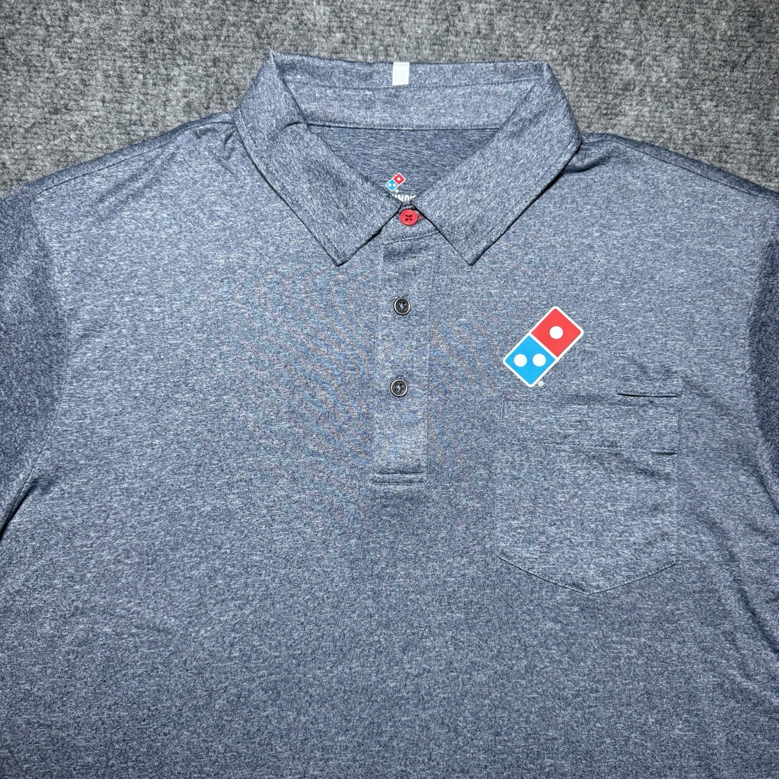 Domino’s Gear Polo Shirt Men Medium Blue Heather Pizza Uniform Work