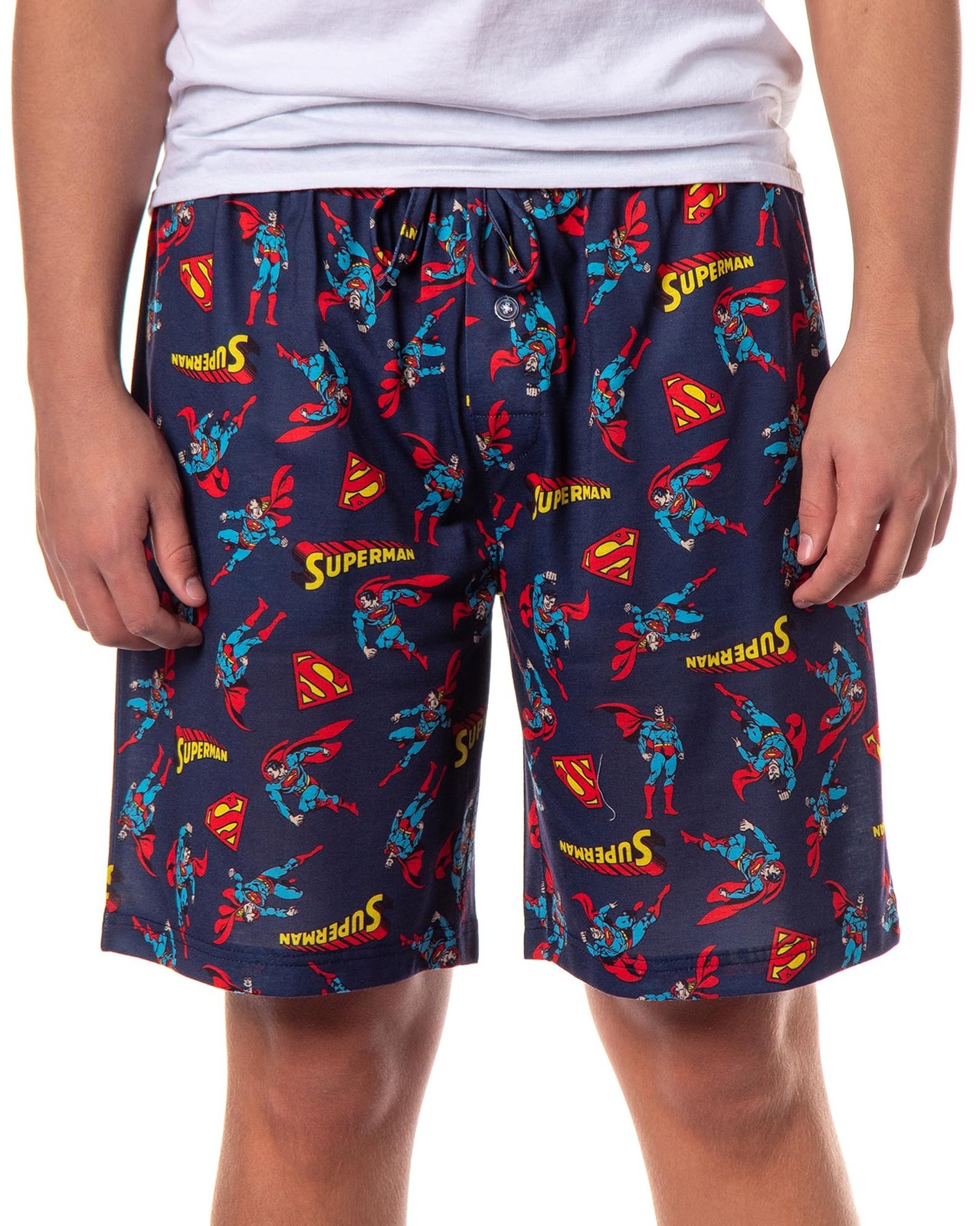 DC Comics Superman Pajama Shorts Men’s All Over Print Lounge PJ Bottoms