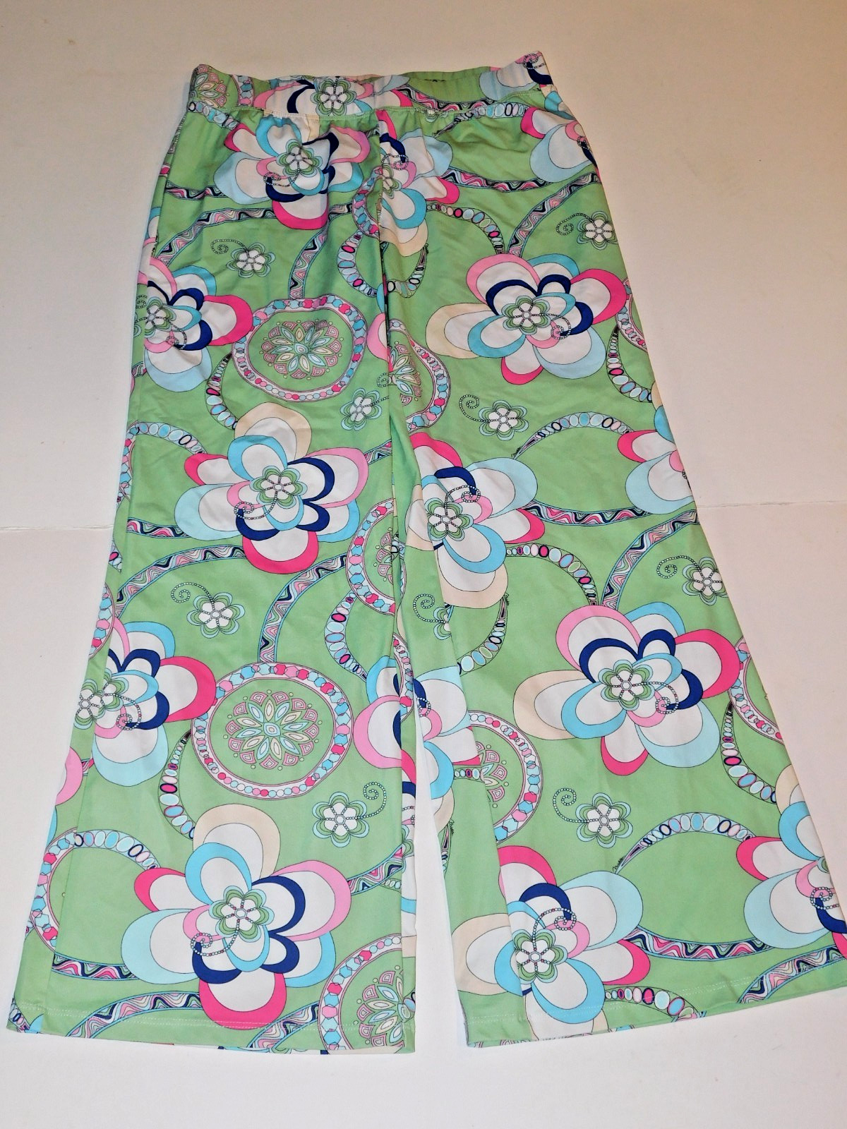Melly M Size L Multicolor Stretch Nylon Span Knit Elastic Waist Womens Pant
