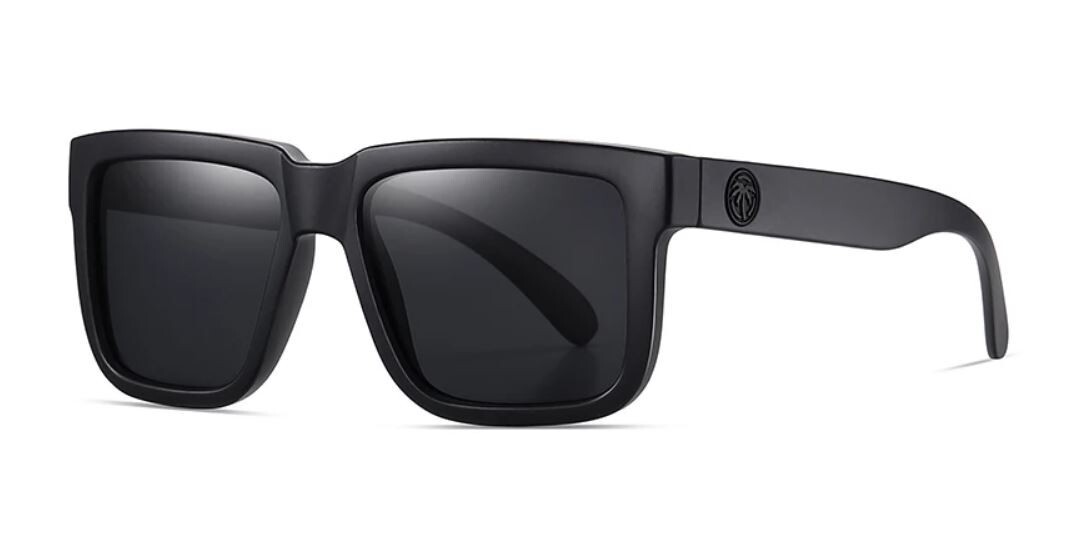 Polarized Thick Square Sunglasses Z80 Matte Black Frame Dark Smoke Lens H42
