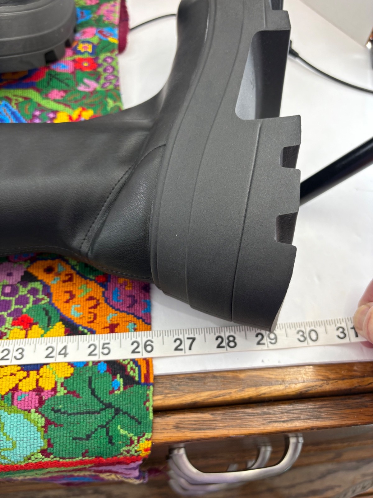 ASOS Design Italy “KAYA” Black PU Dominatrix Chunky Platform Thigh Boots 8M EUC