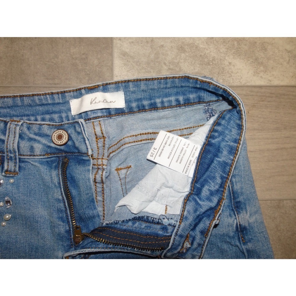 KanCan Women Blue Distressed Embellished Skinny Jeans Size 3