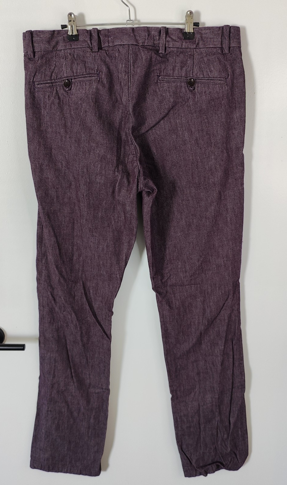 Gustin Chambray Chino Pants 38×36 Straight Washed Purple Cotton Twill USA #118