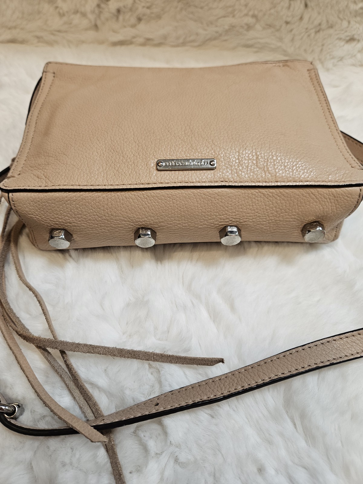 Rebecca Minkoff M.A.C. Morning After Clutch Crossbody Nude Pebbled Leather