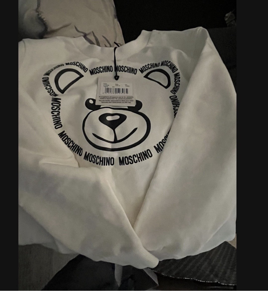 Moschino Teddy Bear Logo Graphic Crewneck Sweatshirt White kids 6A