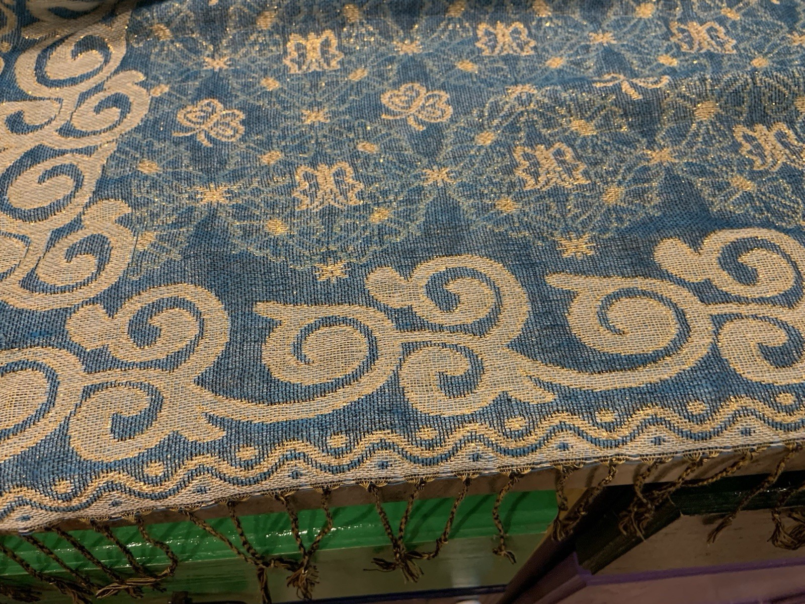 Butterfly Wrap Blues/Gold Fringed 27 X 68 (not Including Fringe) So Beautiful!