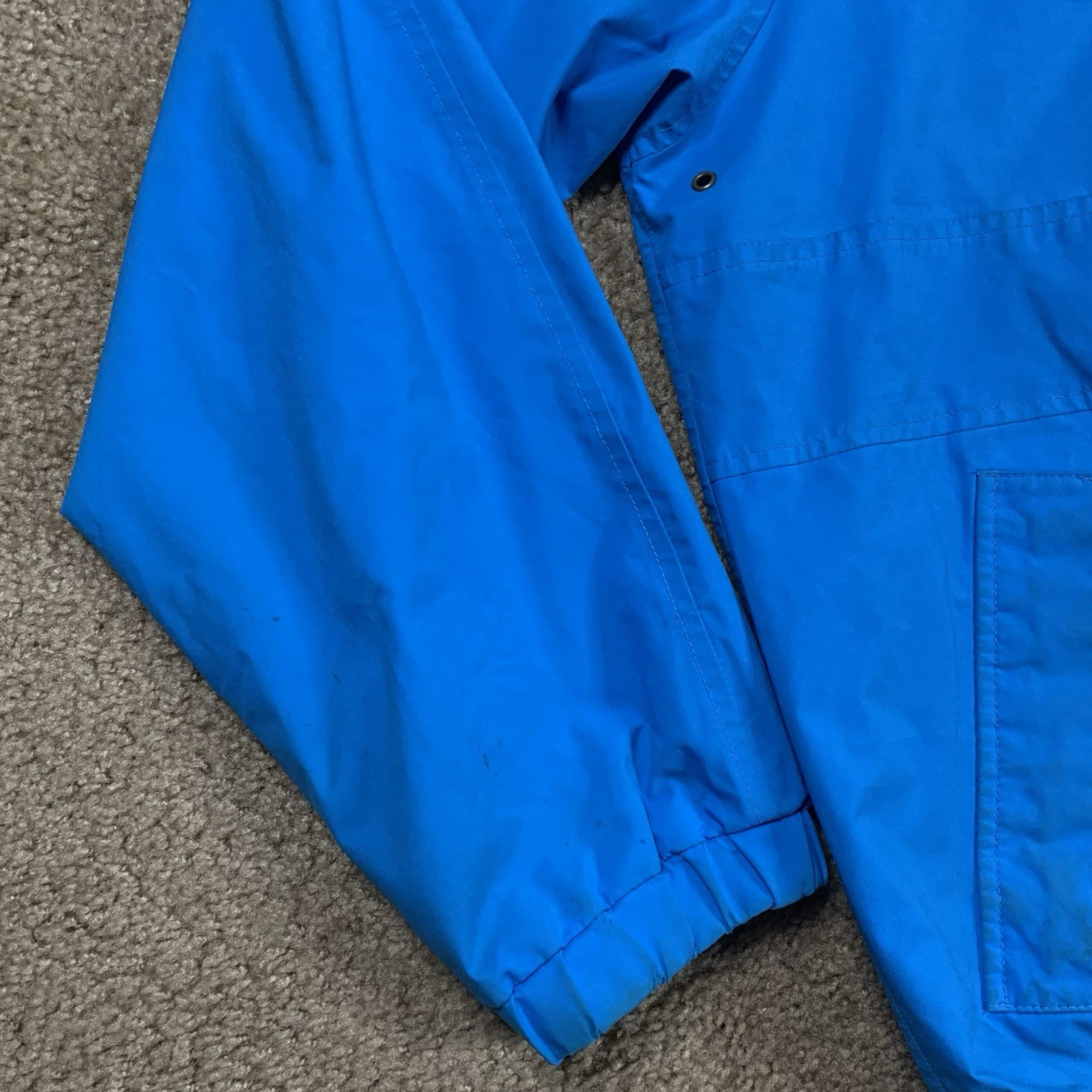 VTG Eddie Bauer Mens Medium Blue Pullover 1/4 Zip Jacket Camping Outdoors 90s