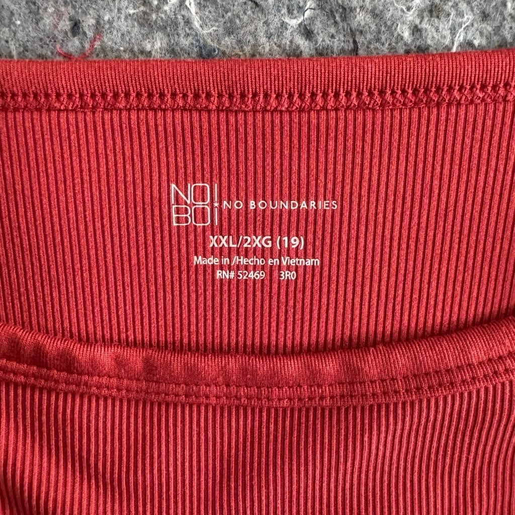 No Boundaries XXL Red Ribbed Tank Top Cami Stretch Spaghetti Strap Juniors 2X