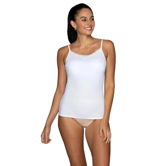 Vanity Fair Small Lace Trim Cami Camisole White Radiant Collection New