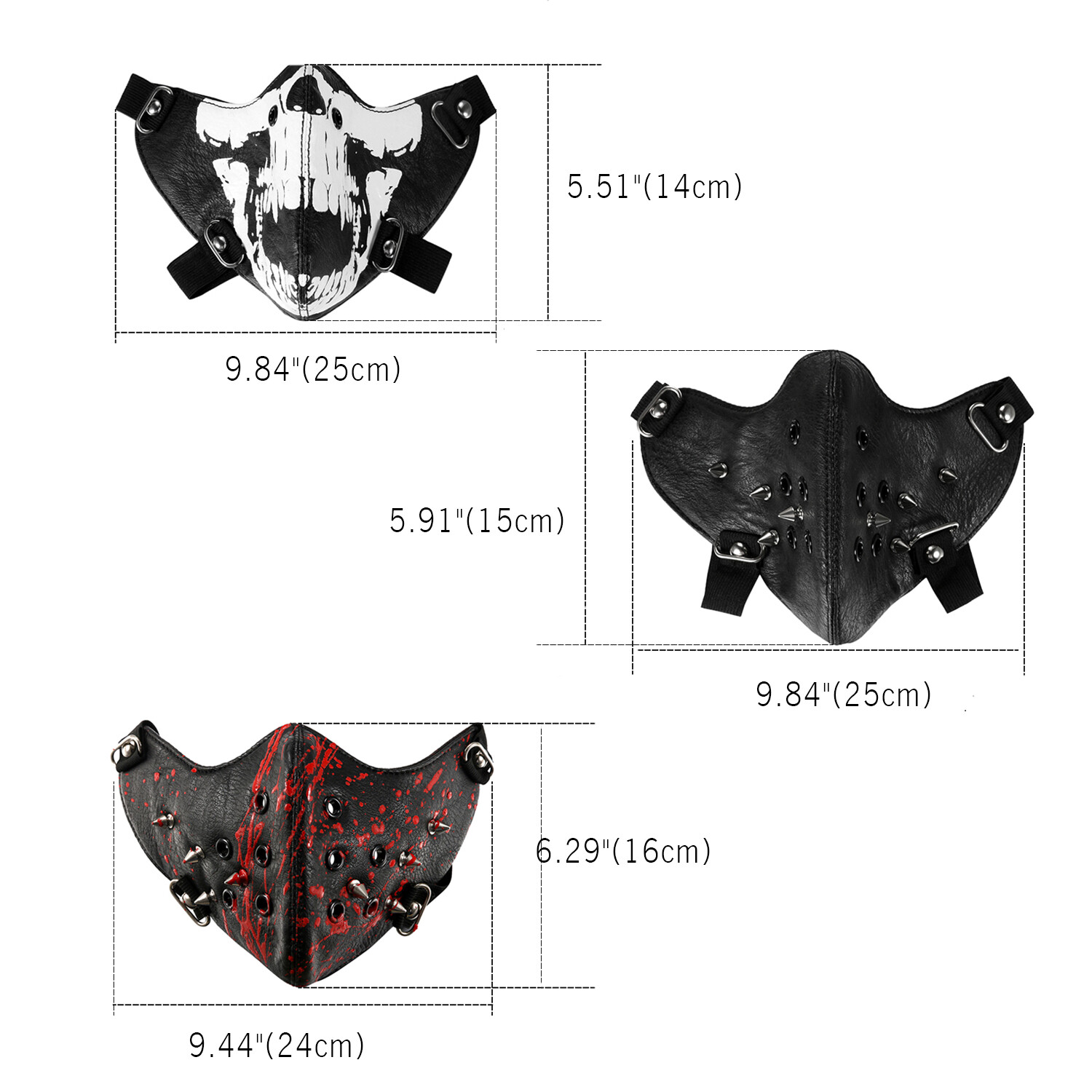 Punk Spike Rivet Skull Half Face Sport Mask Outdoors Motorcycle Biker Protection