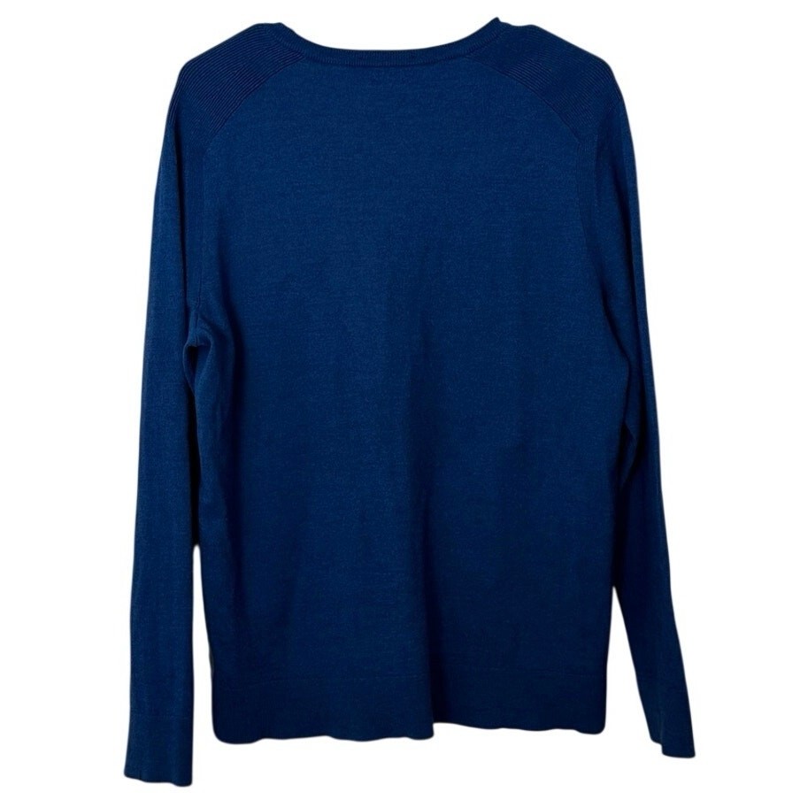 Express Men’s V-Neck Merino Wool Blend Long Sleeve Sweater Size XL Blue Office