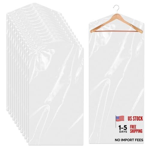 10 Pack Long Dress Covers 71 Inch Garment Bags for Hanging – 10pcs 60x180cm