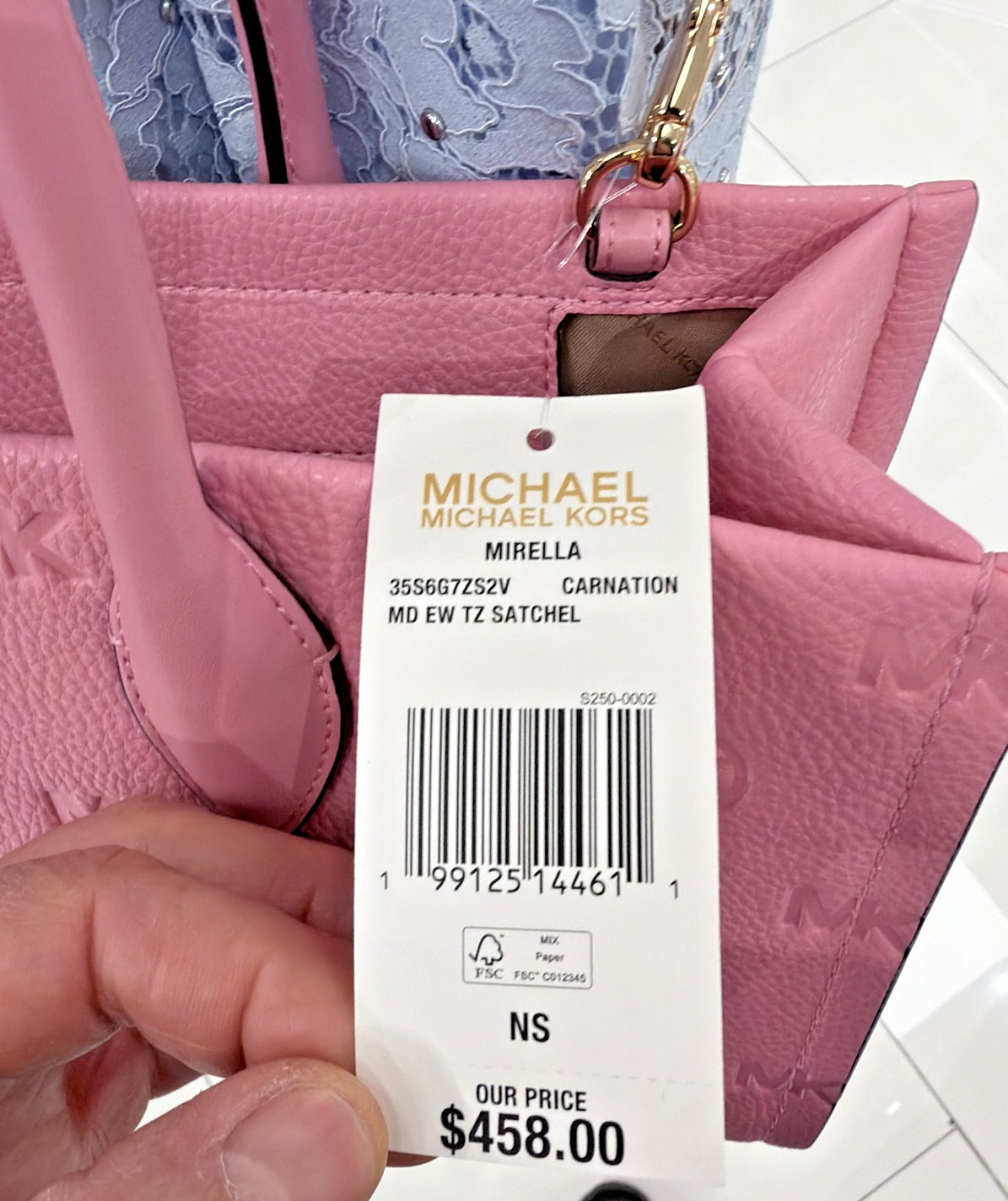 Michael Kors Mirella Medium Top Zip Satchel Powder Pink Carnation