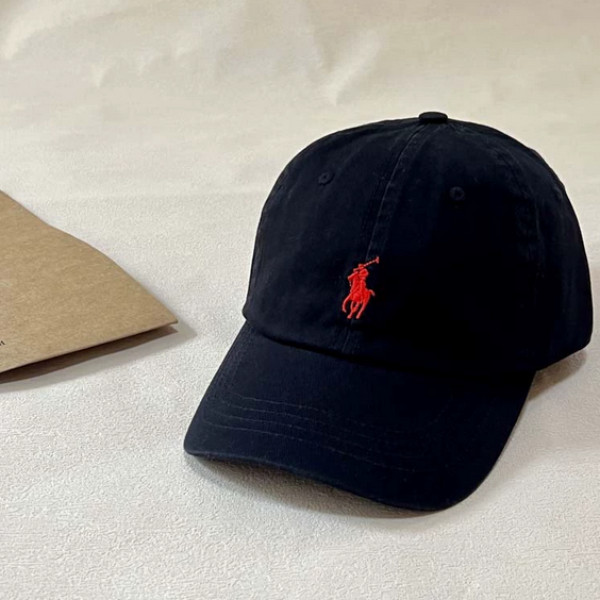 BLACK POLO Cotton Chino Adjustable Buckled Strap Curved Brim Ball Cap US STOCK