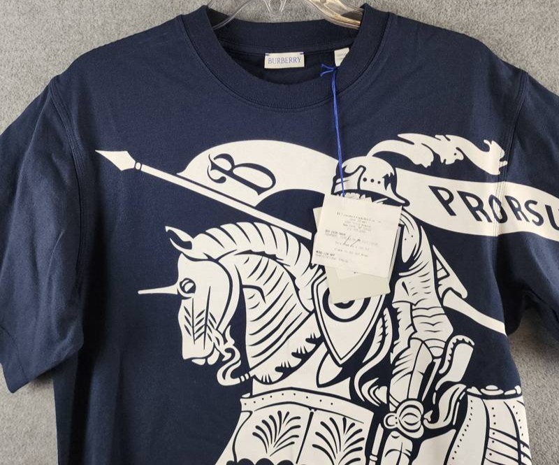 BURBERRY Equestrian Knight Print T-Shirt Men’s M Storm Crew Neck Short Sleeve