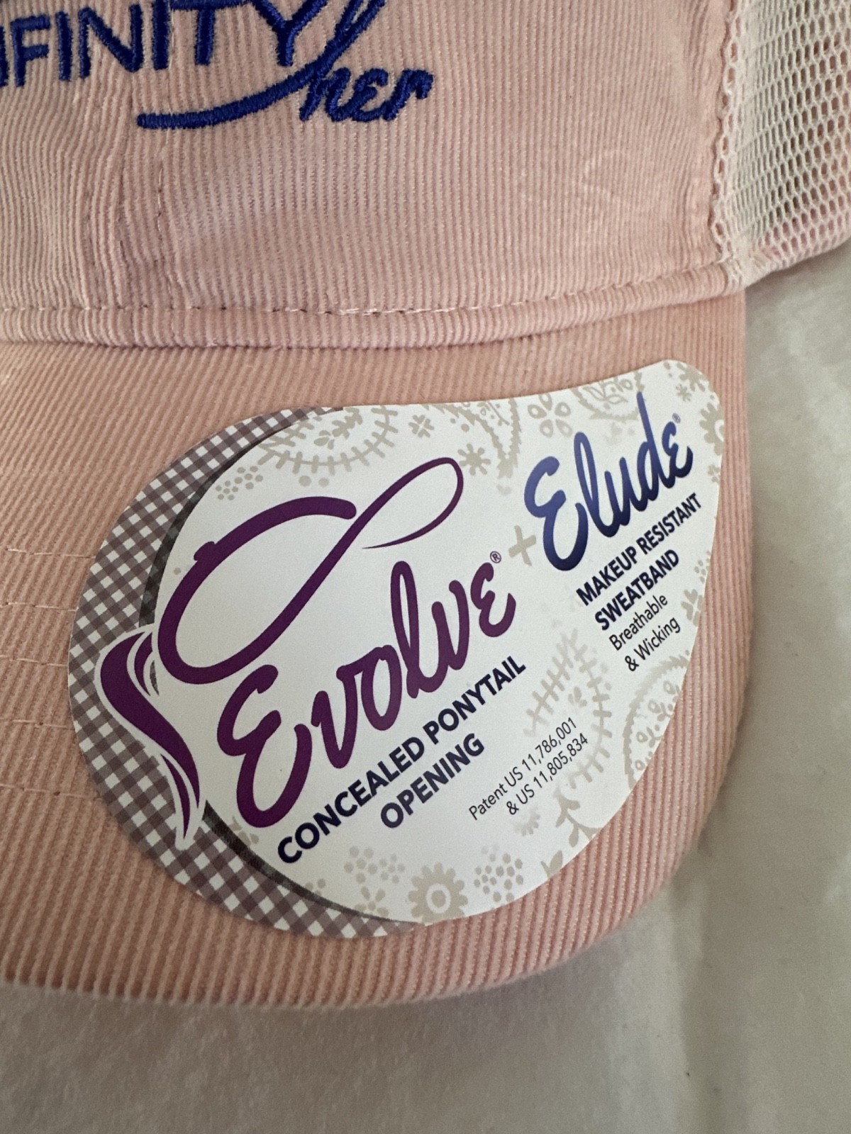 Infinity Her Corduroy Trucker 6-Panel Structured Cap Hat Adjustable Closure Pink