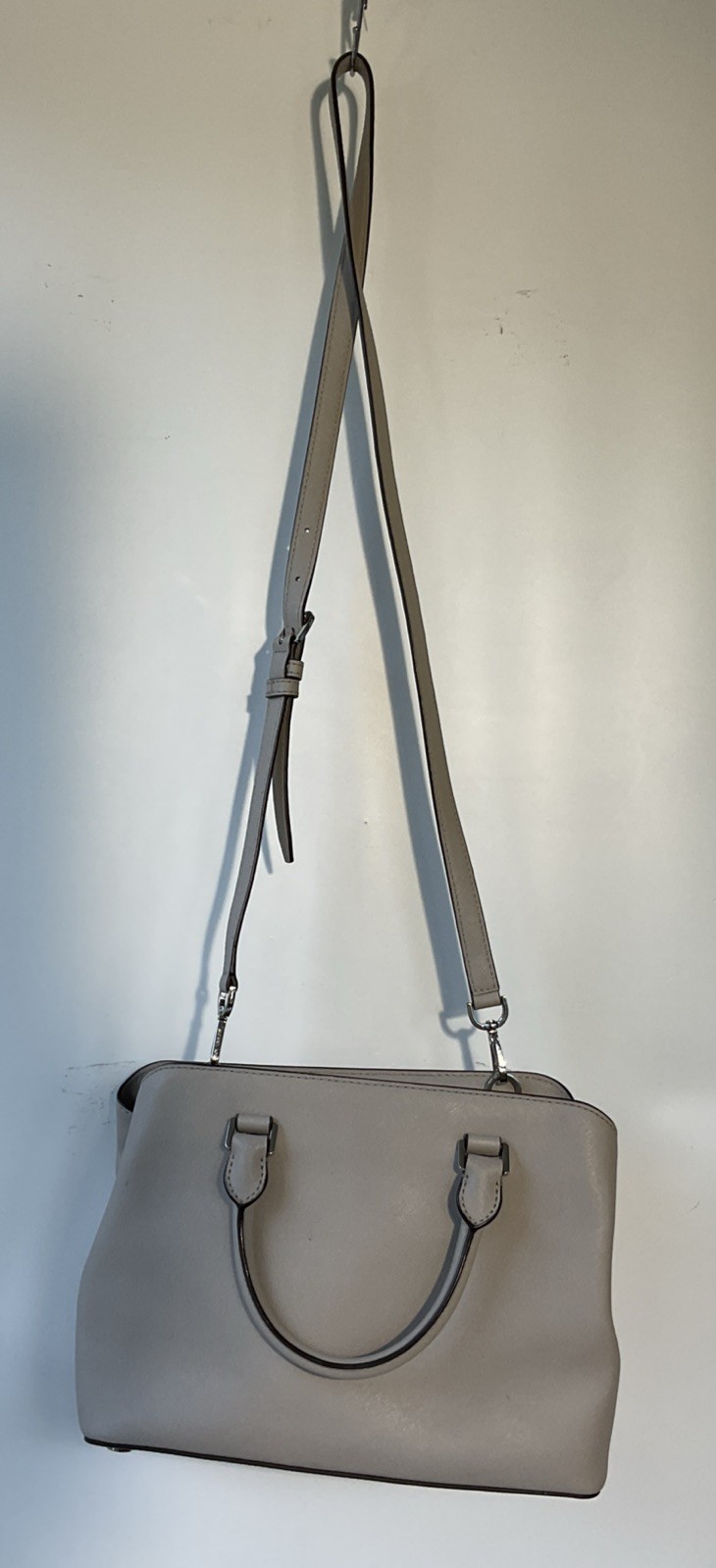 Michael Kors Savannah Medium Saffiano Taupe Satchel Leather Handbag