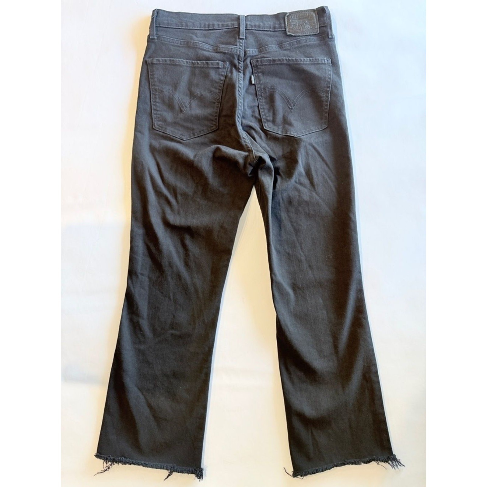 Levi’s Mile High Cropped Flare Jeans Women 29 Black Pardon My French Raw Hem