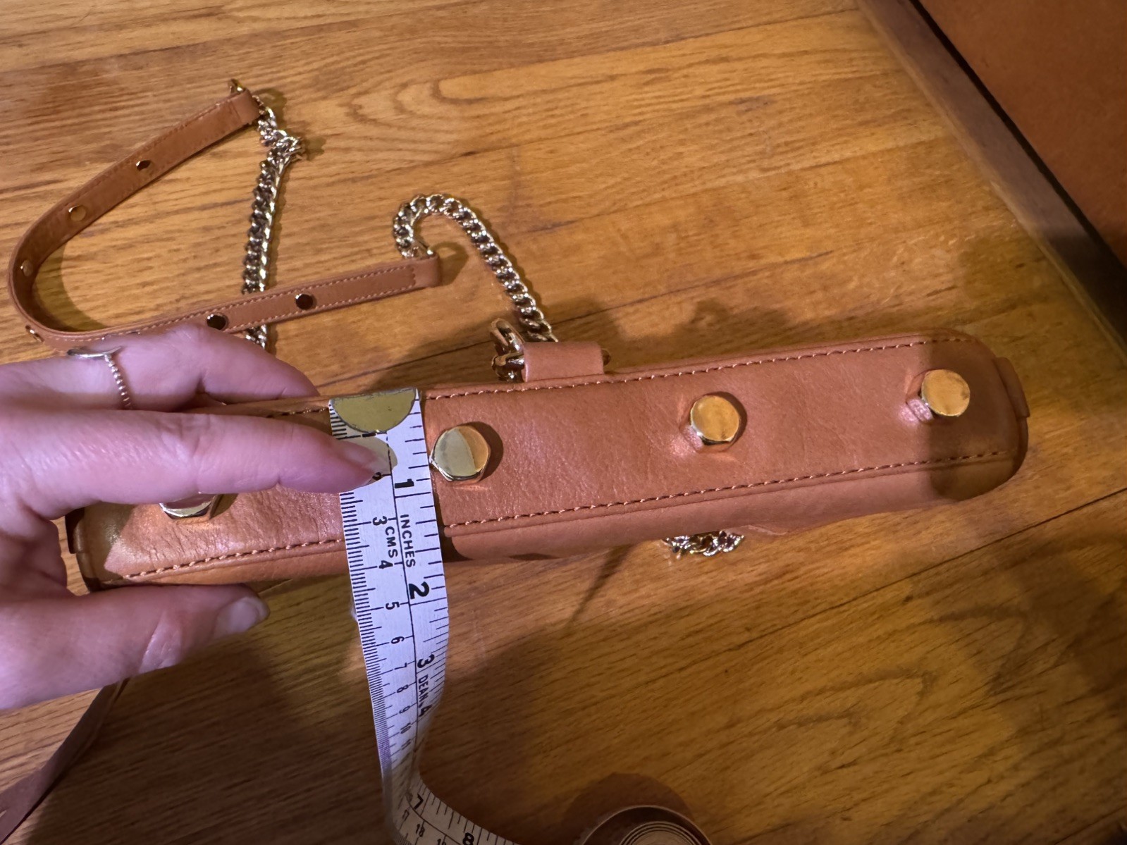 Rebecca Minkoff Mini Mac Tan Leather Chain Crossbody Shoulder Hand Bag Purse
